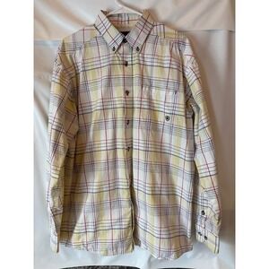 Ariat Cotton Poly Blend Plaid Button Down Shirt Western Vented Breathable Men XL